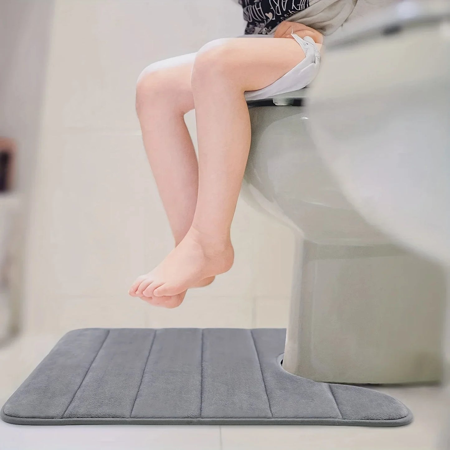 NONECN U Shaped Toilet Mat Memory Foam Bath Anti Skid