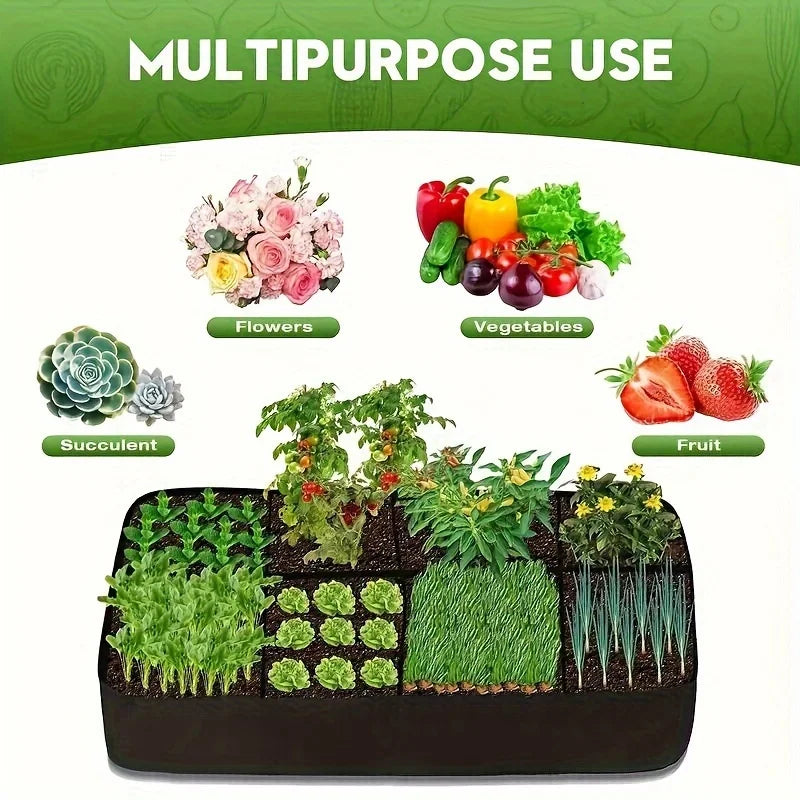 Garden Bed Grow Bags 8 Grids Breathable Planter Raised Beds