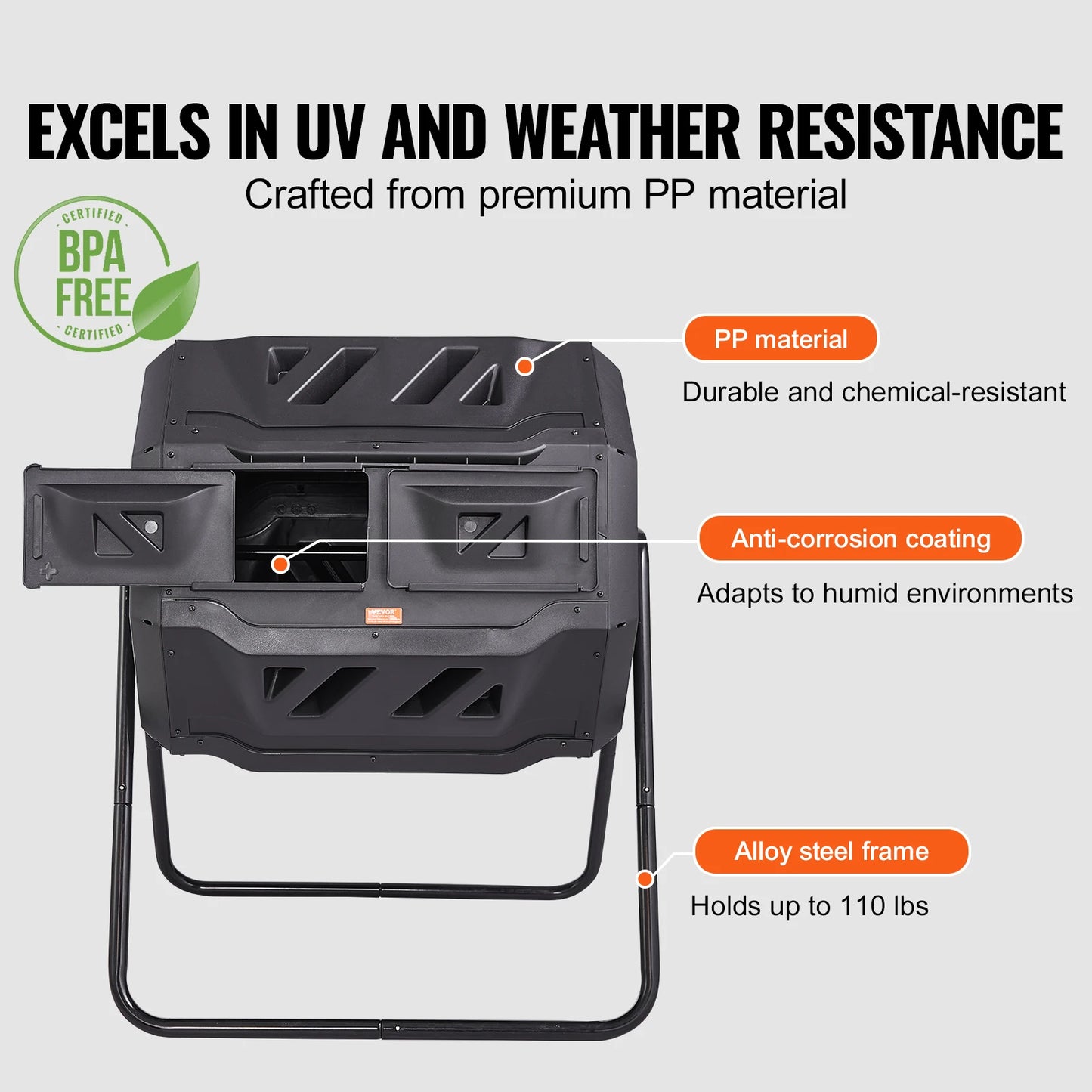 Compost Bin Dual Chamber Tumbling Composter